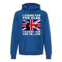 I Stand For The Flag I Kneel For The Fallen Union Jack Gift Premium Hoodie