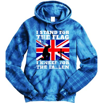 I Stand For The Flag I Kneel For The Fallen Union Jack Gift Tie Dye Hoodie