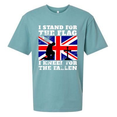 I Stand For The Flag I Kneel For The Fallen Union Jack Gift Sueded Cloud Jersey T-Shirt