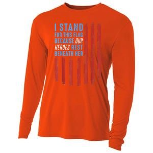 I Stand For This Flag Because Our Heroes Rest Beneath Her Cooling Performance Long Sleeve Crew