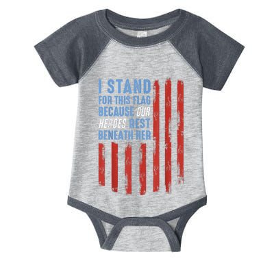 I Stand For This Flag Because Our Heroes Rest Beneath Her Infant Baby Jersey Bodysuit