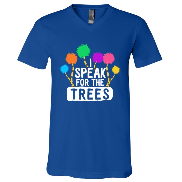 I Speak For The Tree Earth Day Inspiration Hippie Funny Gift V-Neck T-Shirt