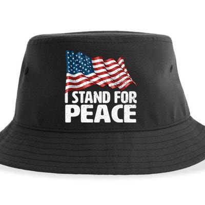 I Stand For Peace Usa American Flag Sustainable Bucket Hat