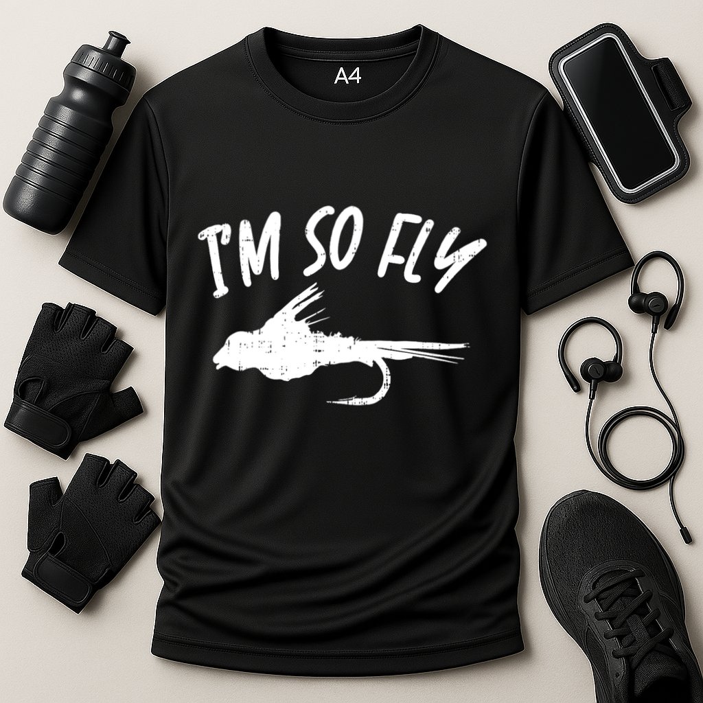 Im So Fly Bass Trout Fishing Angling Fisherman Angler Gift Cooling Performance Crew T-Shirt