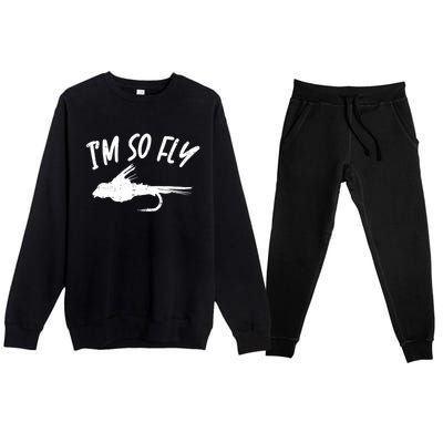 Im So Fly Bass Trout Fishing Angling Fisherman Angler Gift Premium Crewneck Sweatsuit Set