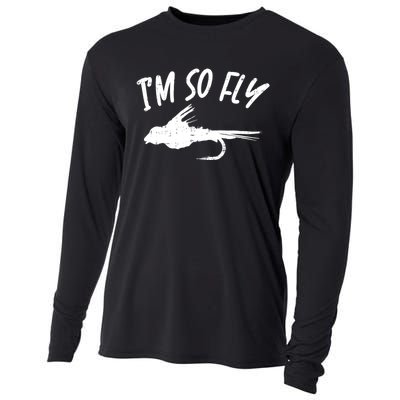 Im So Fly Bass Trout Fishing Angling Fisherman Angler Gift Cooling Performance Long Sleeve Crew