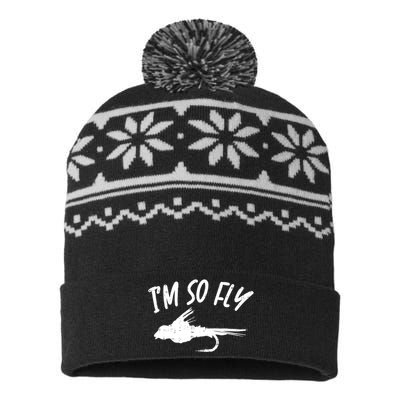 Im So Fly Bass Trout Fishing Angling Fisherman Angler Gift USA-Made Snowflake Beanie