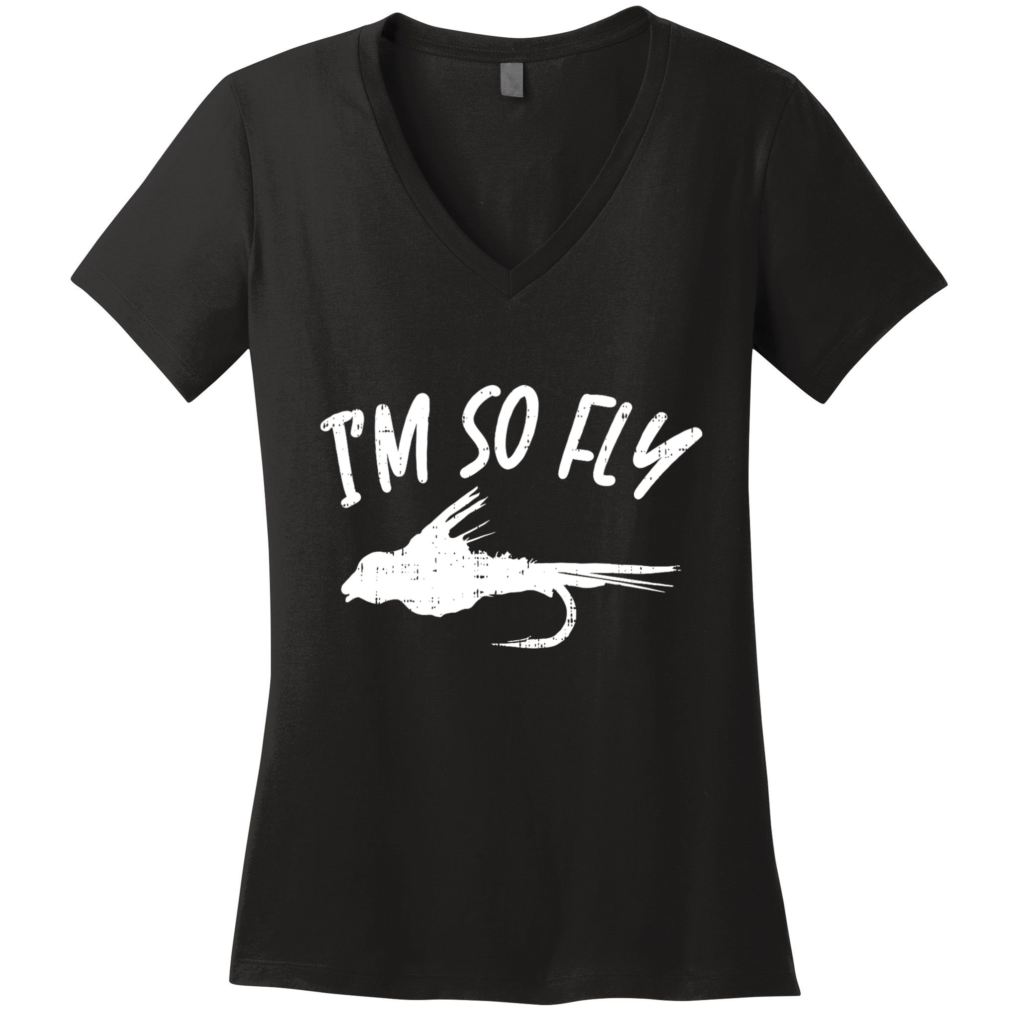 Im So Fly Bass Trout Fishing Angling Fisherman Angler Gift Women's V-Neck T-Shirt