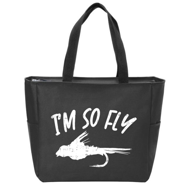 Im So Fly Bass Trout Fishing Angling Fisherman Angler Gift Zip Tote Bag