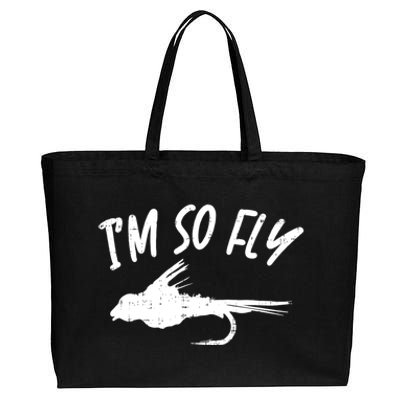 Im So Fly Bass Trout Fishing Angling Fisherman Angler Gift Cotton Canvas Jumbo Tote