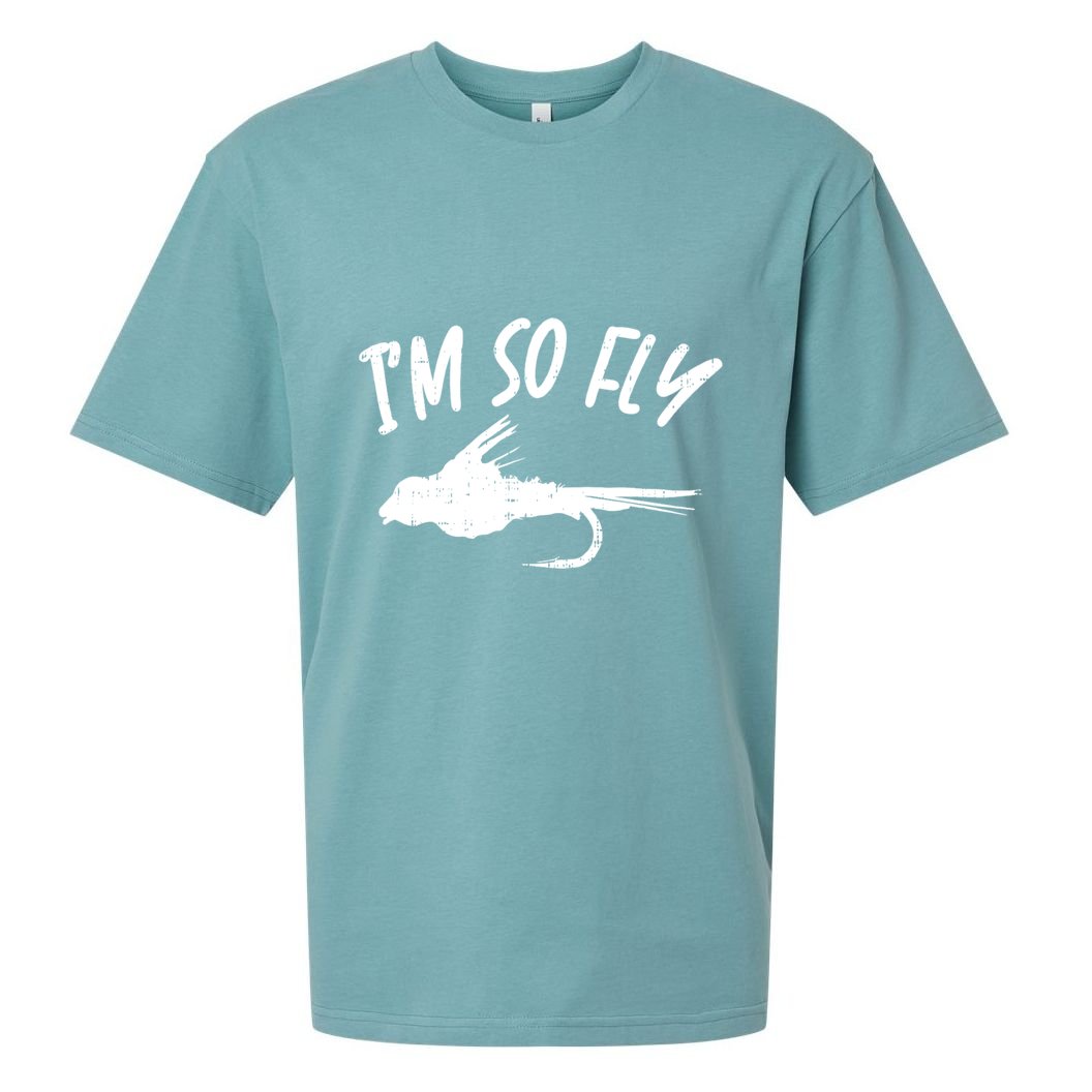 Im So Fly Bass Trout Fishing Angling Fisherman Angler Gift Sueded Cloud Jersey T-Shirt