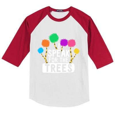 I Speak For The Tree Earth Day Inspiration Hippie Funny Gift Kids Colorblock Raglan Jersey