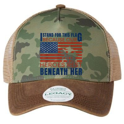 I Stand For This Flag Because Our Heroes Rest Beneath Her Legacy Tie Dye Trucker Hat