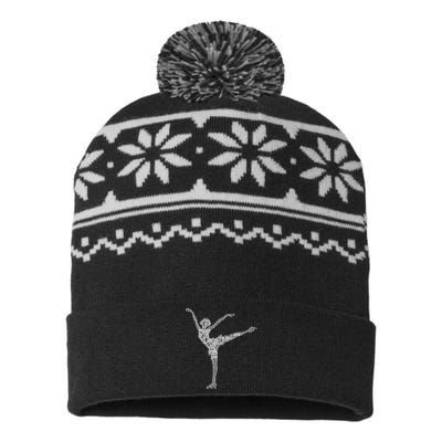 Ice Skating Figure Skater Wo Girls USA-Made Snowflake Beanie