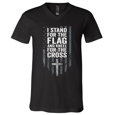 I Stand For The Flag And Kneel For The Cross V-Neck T-Shirt