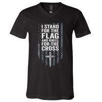 I Stand For The Flag And Kneel For The Cross V-Neck T-Shirt
