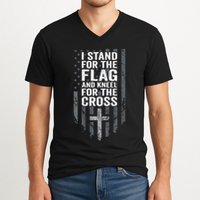 I Stand For The Flag And Kneel For The Cross V-Neck T-Shirt