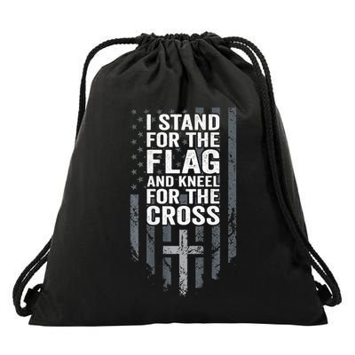 I Stand For The Flag And Kneel For The Cross Drawstring Bag