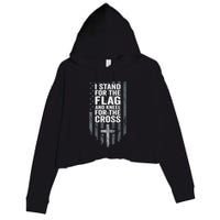 I Stand For The Flag And Kneel For The Cross Crop Fleece Hoodie