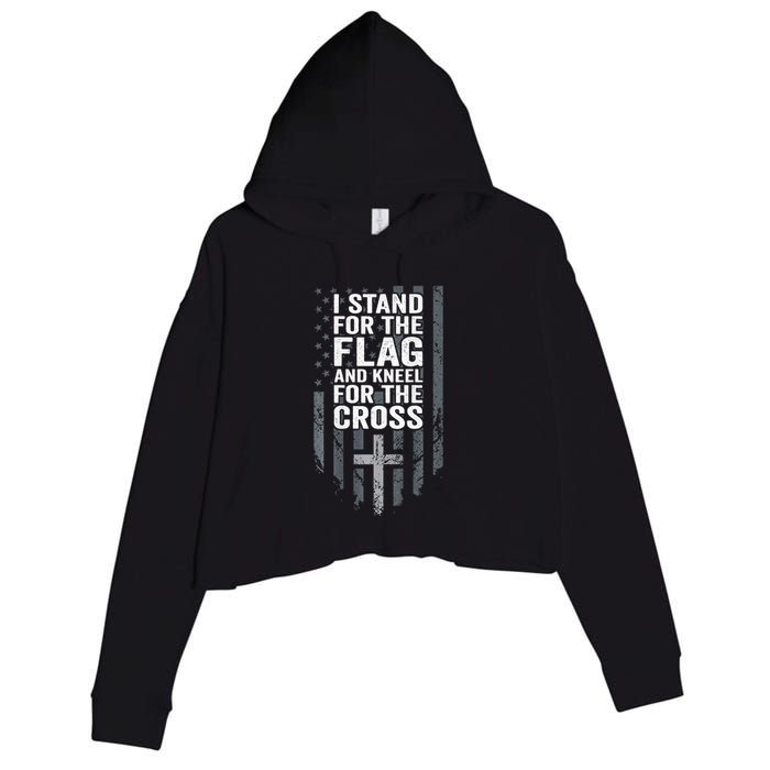 I Stand For The Flag And Kneel For The Cross Crop Fleece Hoodie