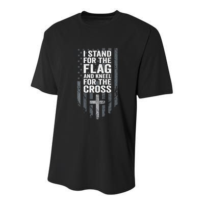 I Stand For The Flag And Kneel For The Cross Youth Performance Sprint T-Shirt