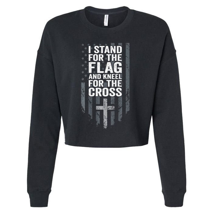 I Stand For The Flag And Kneel For The Cross Cropped Pullover Crew