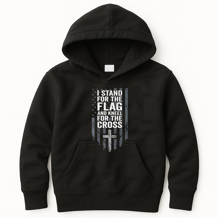 I Stand For The Flag And Kneel For The Cross Kids Hoodie