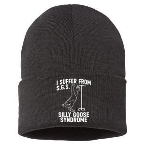 I Suffer From Silly Goose Syndrome Funny Goose Joke Humor Sustainable Knit Beanie