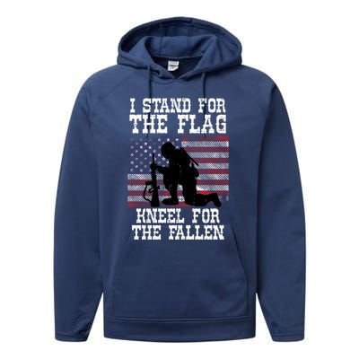 I Stand For The Flag Knee For Fallen Soldier Memorial Day Gift Performance Fleece Hoodie