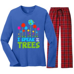 I Speak For Trees Earth Day Save Earth Inspiration Hippie Gift Women's Long Sleeve Flannel Pajama Set 