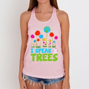 I Speak For Trees Earth Day Save Earth Inspiration Hippie Gift Women's Knotted Racerback Tank