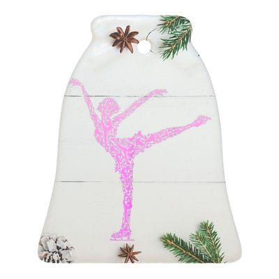 Ice Skating Figure Skater Girls Wo Ceramic Bell Ornament