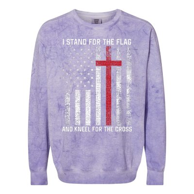 I Stand for the Flag and Kneel for the Cross USA Christian Colorblast Crewneck Sweatshirt