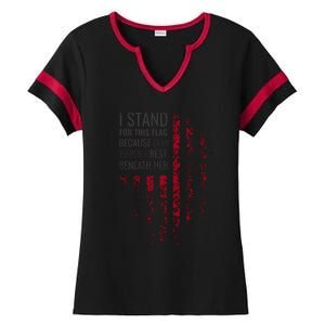 I Stand For This Flag Because Our Heroes Rest Beneath Her Ladies Halftime Notch Neck Tee