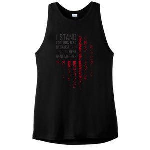 I Stand For This Flag Because Our Heroes Rest Beneath Her Ladies PosiCharge Tri-Blend Wicking Tank