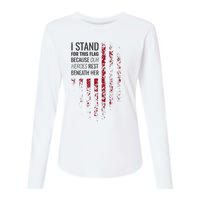 I Stand For This Flag Because Our Heroes Rest Beneath Her Womens Cotton Relaxed Long Sleeve T-Shirt