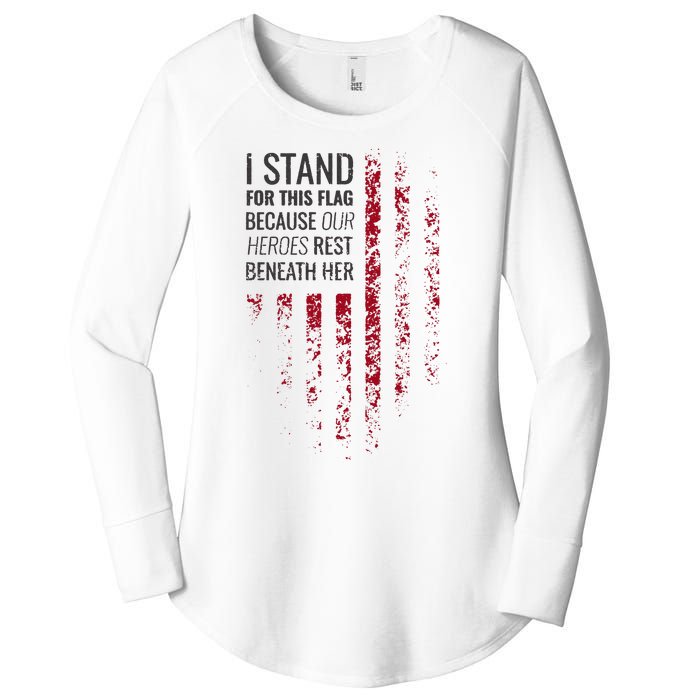 I Stand For This Flag Because Our Heroes Rest Beneath Her Women's Perfect Tri Tunic Long Sleeve Shirt