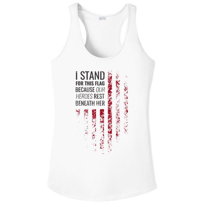 I Stand For This Flag Because Our Heroes Rest Beneath Her Ladies PosiCharge Competitor Racerback Tank