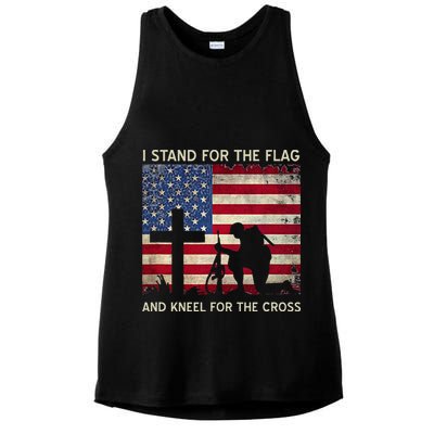 I Stand For The Flag And Kneel For The Cross Gift Ladies PosiCharge Tri-Blend Wicking Tank