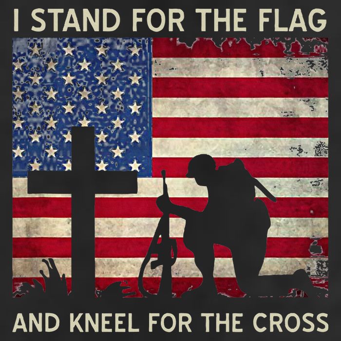 I Stand For The Flag And Kneel For The Cross Gift Garment-Dyed Fleece Hoodie