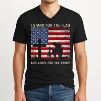 I Stand For The Flag And Kneel For The Cross Gift V-Neck T-Shirt