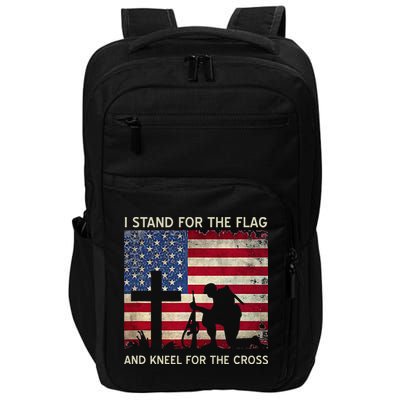 I Stand For The Flag And Kneel For The Cross Gift Impact Tech Backpack