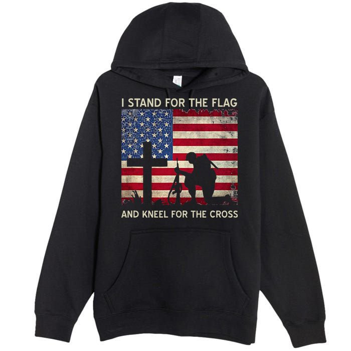 I Stand For The Flag And Kneel For The Cross Gift Premium Pullover Hoodie