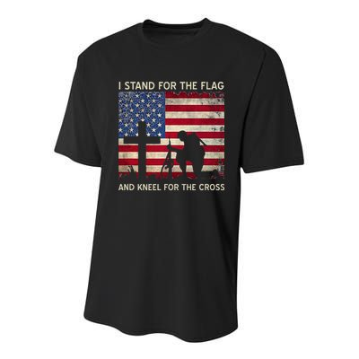 I Stand For The Flag And Kneel For The Cross Gift Youth Performance Sprint T-Shirt