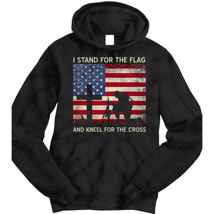 I Stand For The Flag And Kneel For The Cross Gift Tie Dye Hoodie