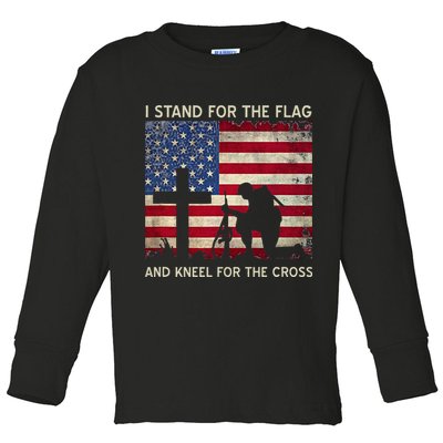 I Stand For The Flag And Kneel For The Cross Gift Toddler Long Sleeve Shirt