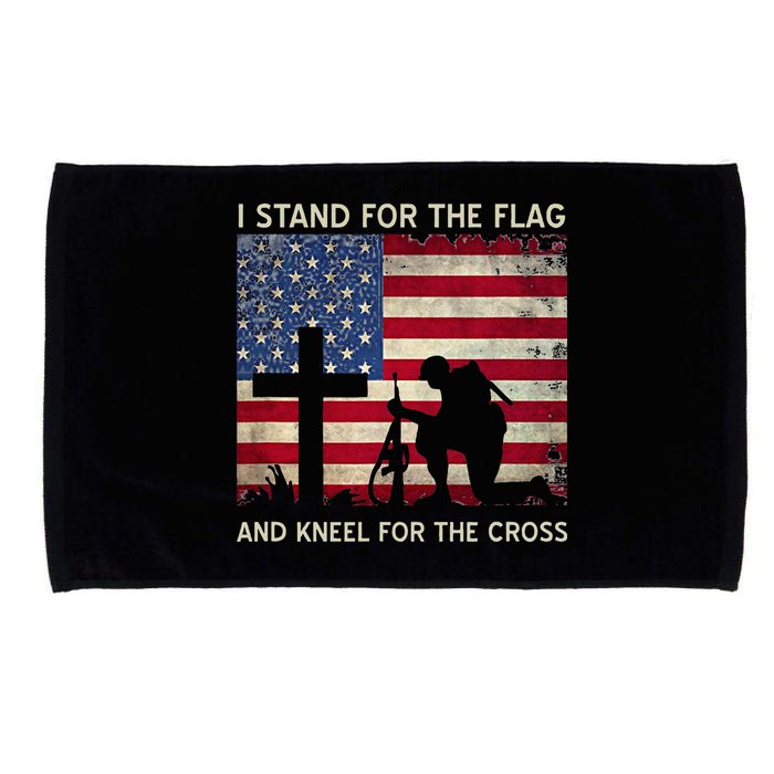 I Stand For The Flag And Kneel For The Cross Gift Microfiber Hand Towel