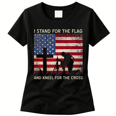 I Stand For The Flag And Kneel For The Cross Gift Womens T-Shirt