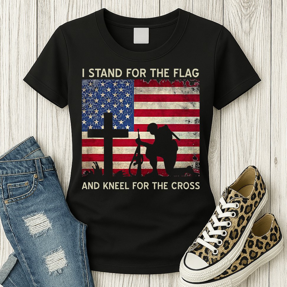 I Stand For The Flag And Kneel For The Cross Gift Womens T-Shirt