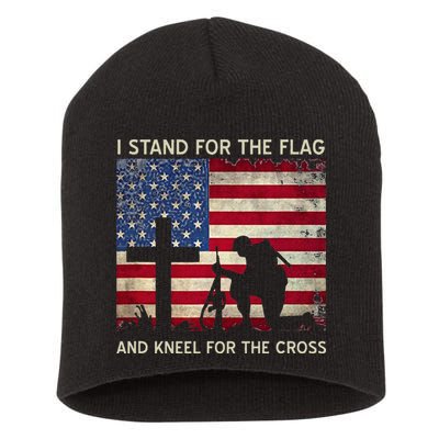 I Stand For The Flag And Kneel For The Cross Gift Short Acrylic Beanie